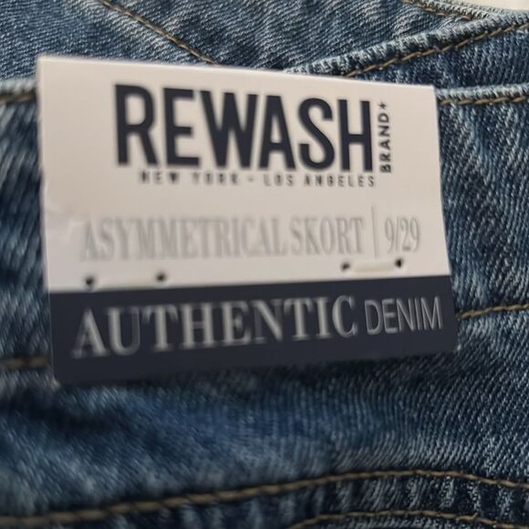 Rewash Blue Denim Skirt asymmetrical skort size 9/29 new with tags - Picture 7 of 8